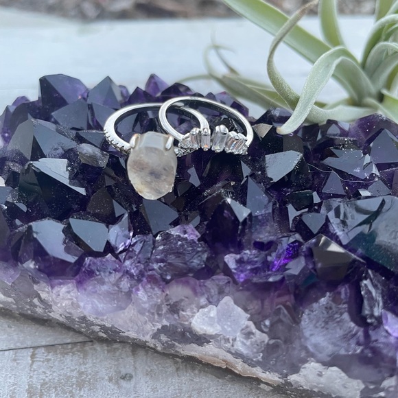 925 SS Raw Moonstone Stacking Ring Set - Picture 11 of 16